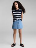 Mango Kids' Stella Denim Mini Skirt, Open Blue