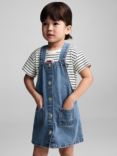 Mango Kids' Ruffi Denim Mini Dress, Open Blue