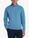 Farah Jim 1/4 Zip Slim Fit Organic Cotton Sweatshirt, Para Blue