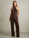 Reiss Claudia Jersey Jumpsuit, Chocolate