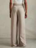 Reiss Coraline Button Front Wide Leg Trousers, Stone