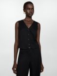 Mango Peach Button Waistcoat, Black