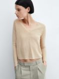 Mango Kling Fine Knit Jumper, Gold