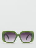 Mango Joel Square Sunglasses, Green