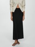 Mango Lin Linen Blend Maxi Skirt, Black