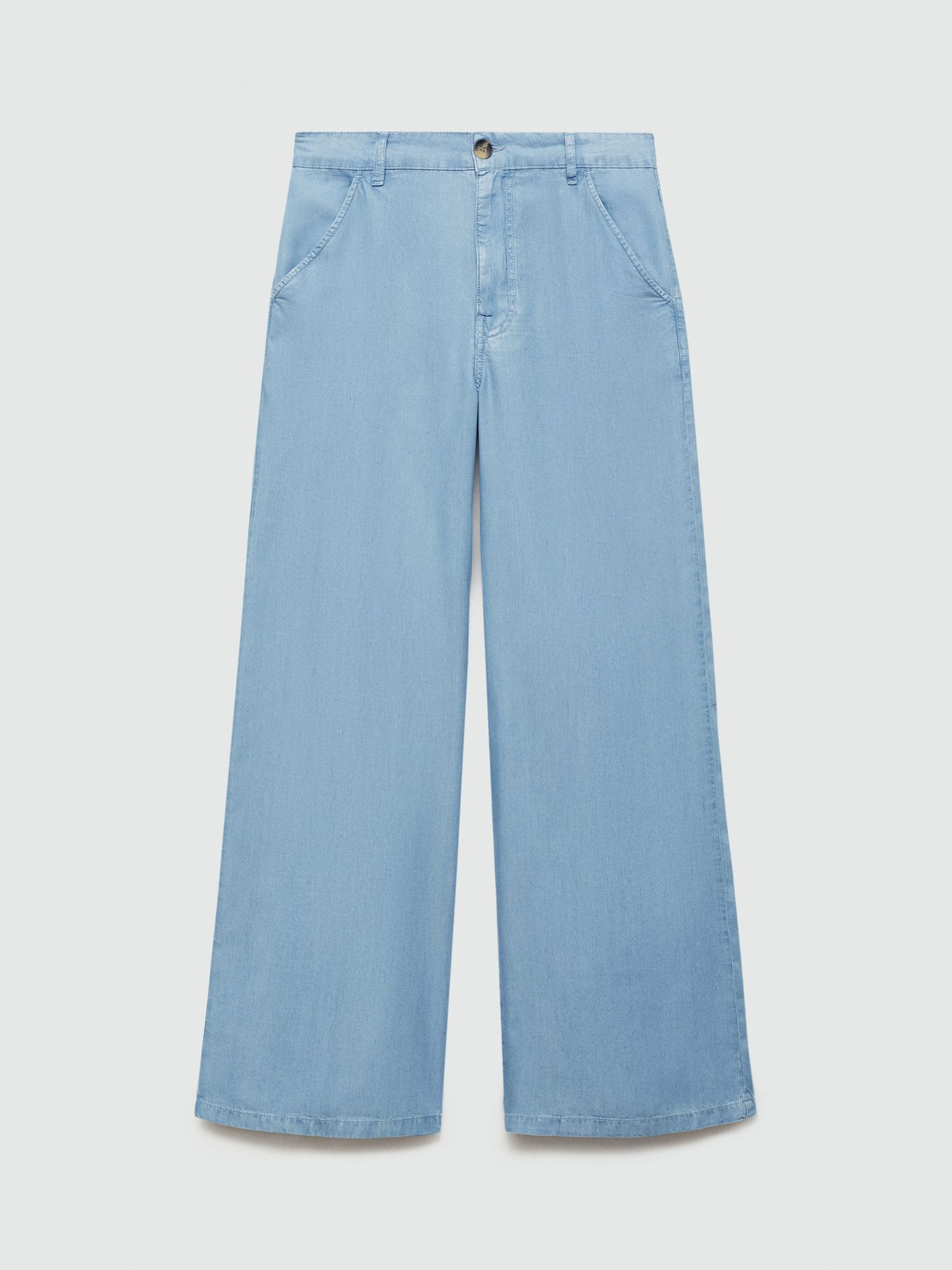 Mango Luisa Wide Leg Trousers, Light Blue