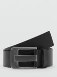 Mango Tom Wide Leather Belt, Black