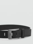 Mango Tom Wide Leather Belt, Black