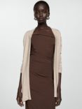 Mango Alma Open Neck Cardigan, Pastel Brown