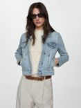 Mango Vicky Pocket Denim Jacket, Pale Blue