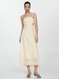 Mango Calella Embroidered Dress, Light Beige