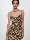 Mango Kendal Leopard Print Slip Dress, Brown