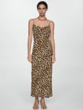 Mango Kendal Leopard Print Slip Dress, Brown