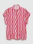 Mango Ibiza Wavy Stripe Shirt, Pink/Multi