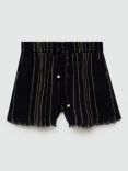 Mango Malta Stripe Shorts, Black/Multi