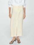 Mango Tamariu Linen Skirt, Pale Yellow