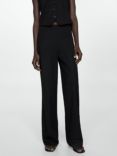 Mango Peach Flowy Trousers, Black