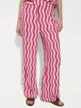 Mango Ibiza Wavy Stripe Trousers, Bright Pink