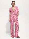 Mango Ibiza Wavy Stripe Trousers, Bright Pink