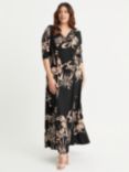 Scarlett & Jo Floral Cowl Neck Dress, Black/Cream