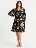 Scarlett & Jo Floral Cowl Neck Fit & Flare Dress, Black/Cream