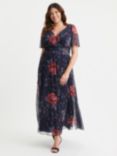 Scarlett & Jo Isabelle Floral Float Sleeve Maxi Dress, Navy/Multi