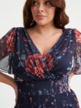 Scarlett & Jo Isabelle Floral Float Sleeve Maxi Dress, Navy/Multi