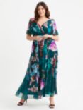 Scarlett & Jo Isabelle Floral Float Sleeve Maxi Dress, Green/Multi