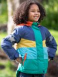 Frugi Kids' Snow & Ski Waterproof Ski Jacket, Iguana Colourblock