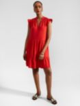 Hobbs Estella Linen Blend Dress, Scarlet Red