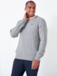 Crew Clothing Organic Cotton Cable Knit Jumper, Light Grey