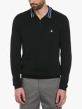 Original Penguin Zip Polo Neck Stripe Collar Knit Cotton Jumper