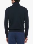 Original Penguin Zip Polo Neck Stripe Collar Knit Cotton Jumper, Dark Sapphire