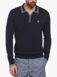 Original Penguin Zip Polo Neck Knit Cotton Jumper, Dark Sapphire