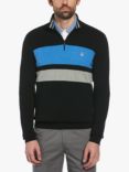 Original Penguin Zip Polo Neck Striped Knit Cotton Jumper