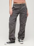 Superdry Low Rise Straight Cargo Trousers, Asphalt Grey