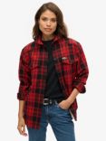 Superdry Borg Check Wool Blend Overshirt, Red