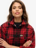 Superdry Borg Check Wool Blend Overshirt, Red