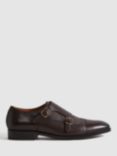 Reiss Amalfi Monk Shoes, Black, Dark Brown