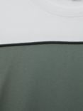 Reiss Woods Mercerised Cotton Colourblock Crew Neck T-Shirt, Navy/White, Dark Green/White