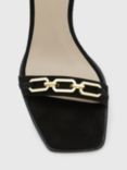 AllSaints Bridget Suede Chain Detail Heeled Sandals, Black