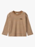 WHEAT Kids' Dallas Stripe Long Sleeve T-Shirt, Caramel Stripe