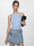 Mango Mini Denim Skorts, Open Blue