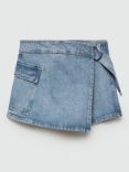 Mango Mini Denim Skorts, Open Blue