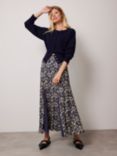 Mint Velvet Floral Godet Maxi Skirt, Blue/Multi