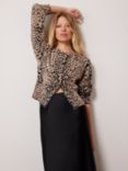 Mint Velvet Leopard Print Cardigan, Natural/Black