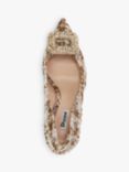 Dune Aquamarine Embellished Fabric Brooch Detail Heeled Courts, Beige