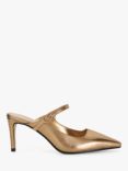 Dune Chronicle Leather Pointed Slip-On Heeled Courts, Bronze