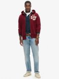 Superdry Vintage Athletic Zip Hoodie, Rich Burgundy