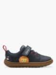 Clarks Kids' Flash Brill Animal Graphic Leather Fashion Trainers, Navy